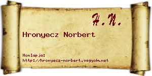 Hronyecz Norbert névjegykártya